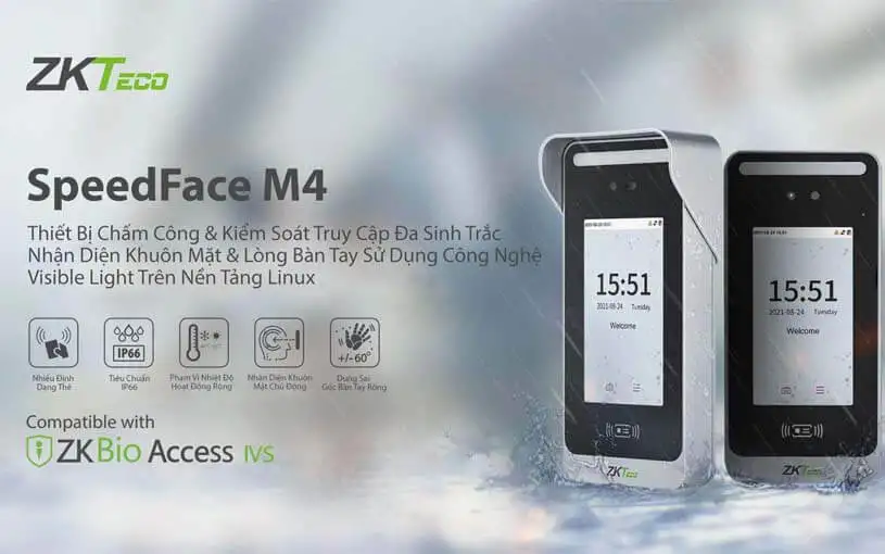 Thiết Bị Chấm Công Kiểm Soát Cửa SpeedFace M4