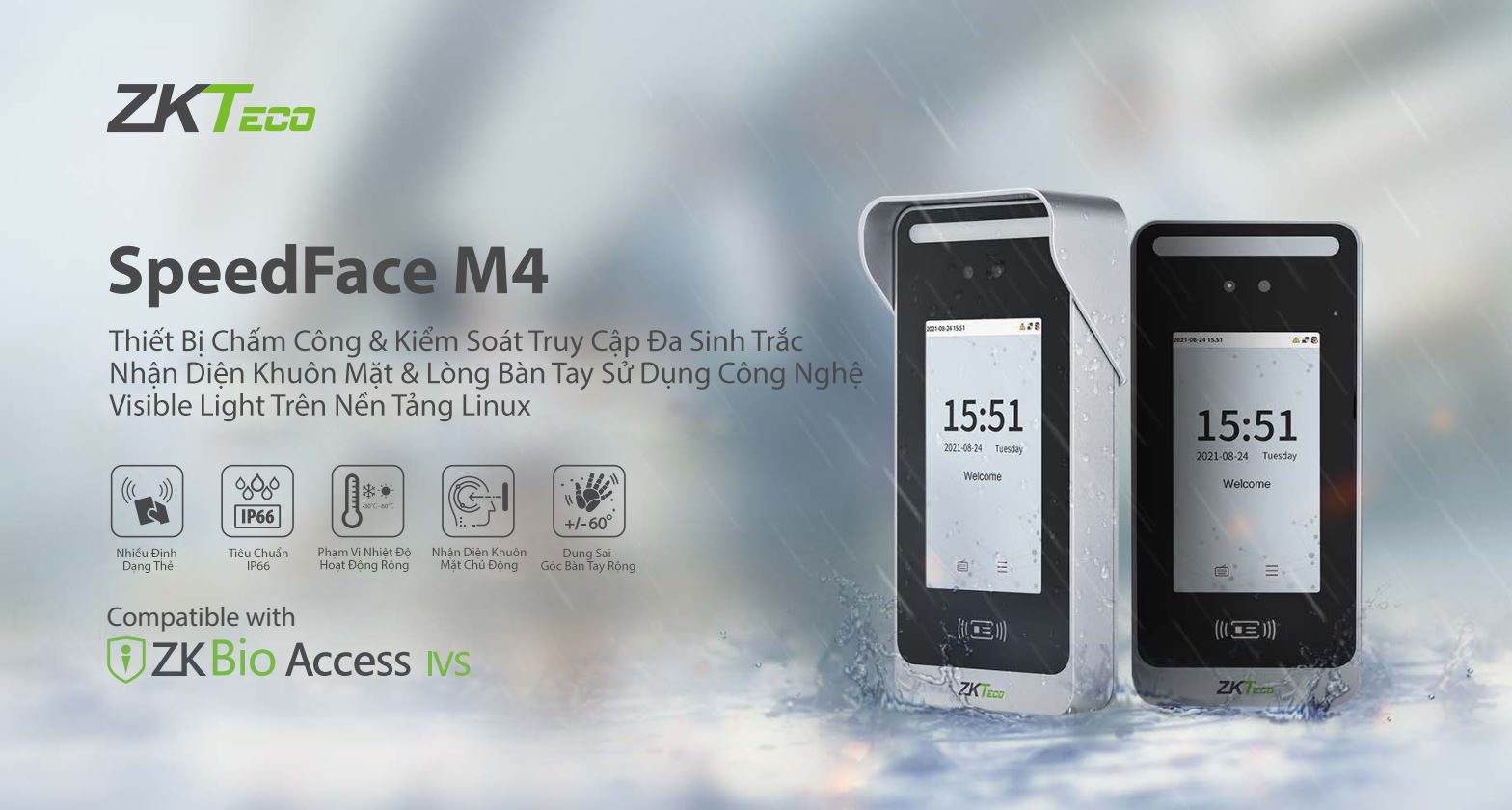 Thiết Bị Chấm Công Kiểm Soát Cửa SpeedFace M4