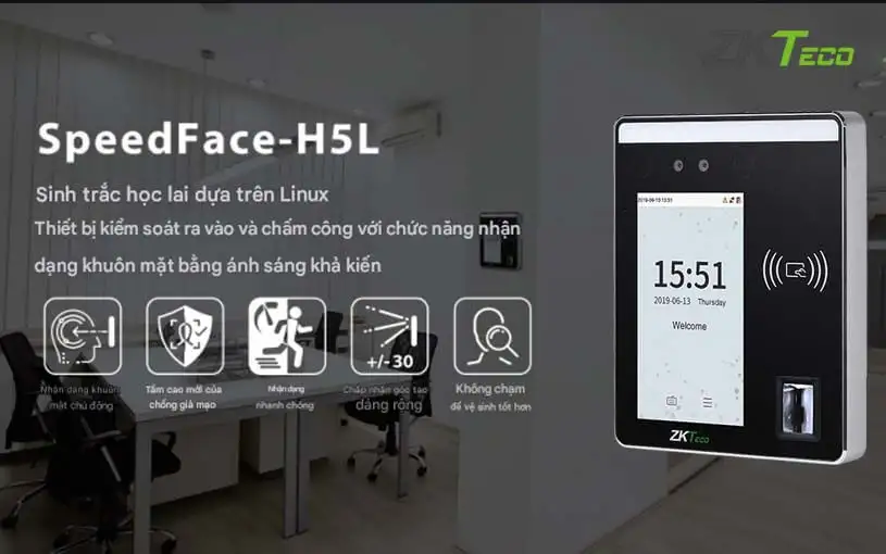 Máy chấm công khuôn mặt ZKTeco SpeedFace-H5L