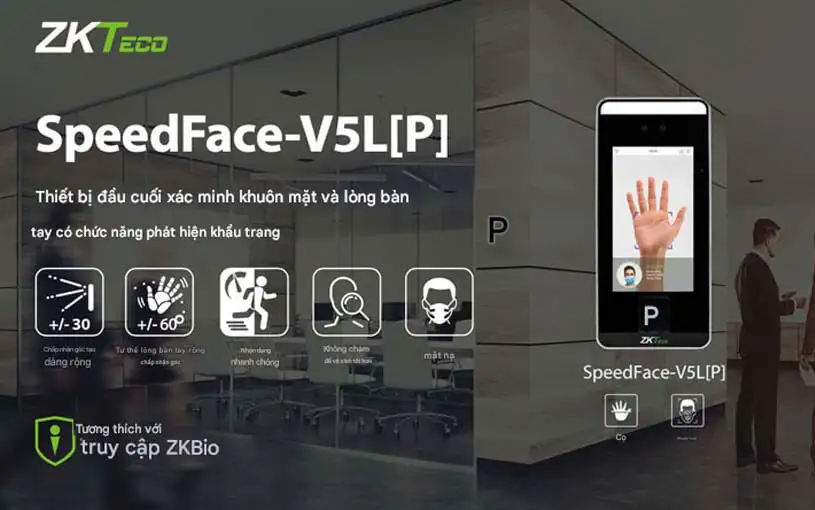 Máy chấm công khuôn mặt ZKTeco SpeedFace V5L(P)