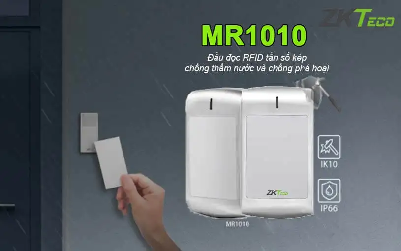 Đầu đọc thẻ kim loại ZKTeco MR1010 chống nước