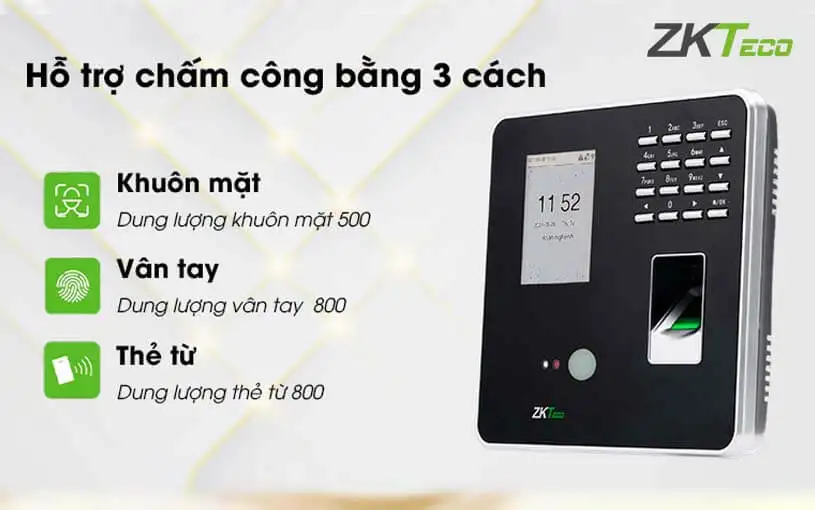 Máy chấm công khuôn mặt ZKTeco W800 Plus