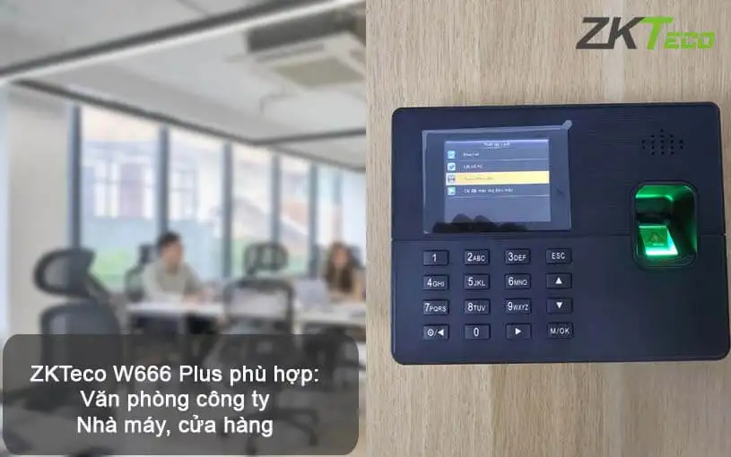 Máy chấm công vân tay ZKTeco W666 Plus
