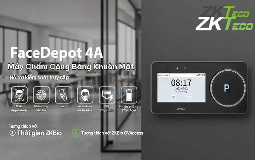Máy chấm công khuôn mặt ZKTeco FaceDepot 4A