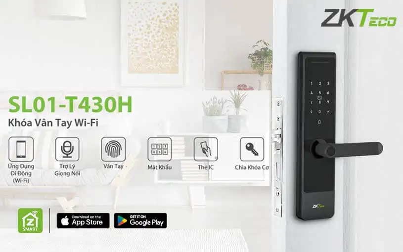 Khóa cửa vân tay ZKTeco SL01-T430H