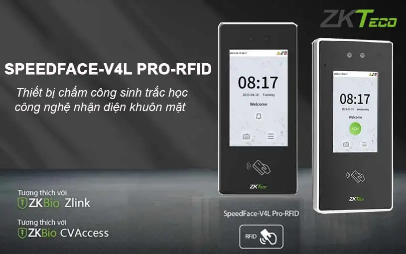 Máy chấm công khuôn mặt ZKTeco SpeedFace-V4L Pro-RFID