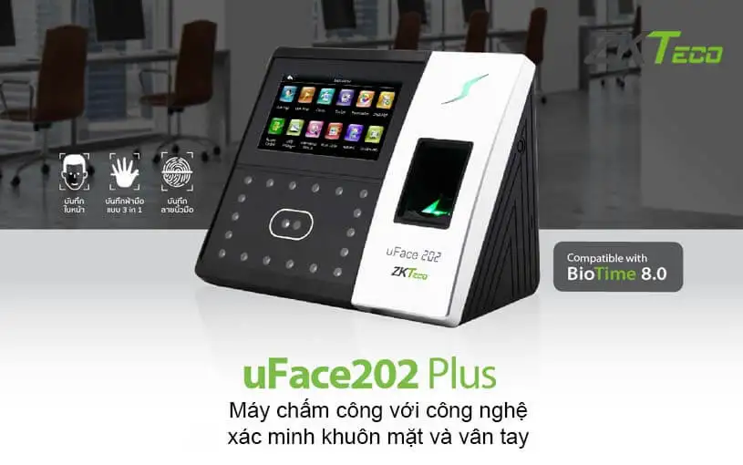 Máy chấm công khuôn mặt ZKTeco uFace202 Plus