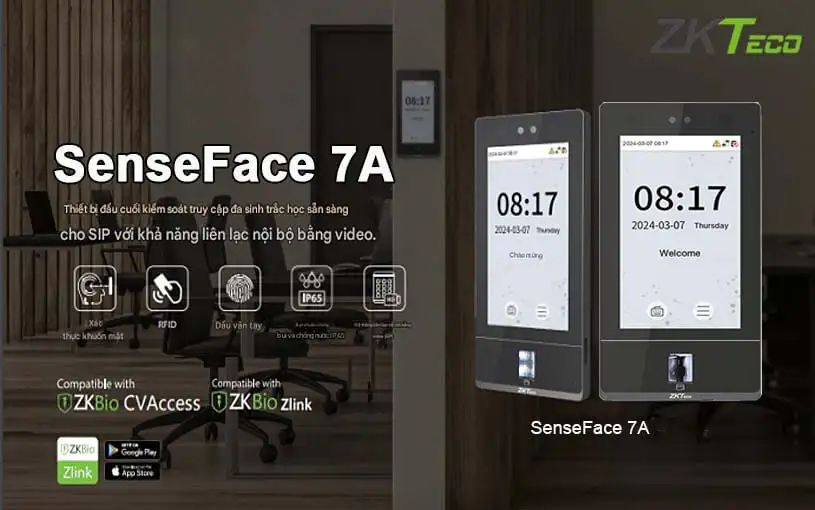Máy chấm công khuôn mặt ZKTeco SenseFace 7A
