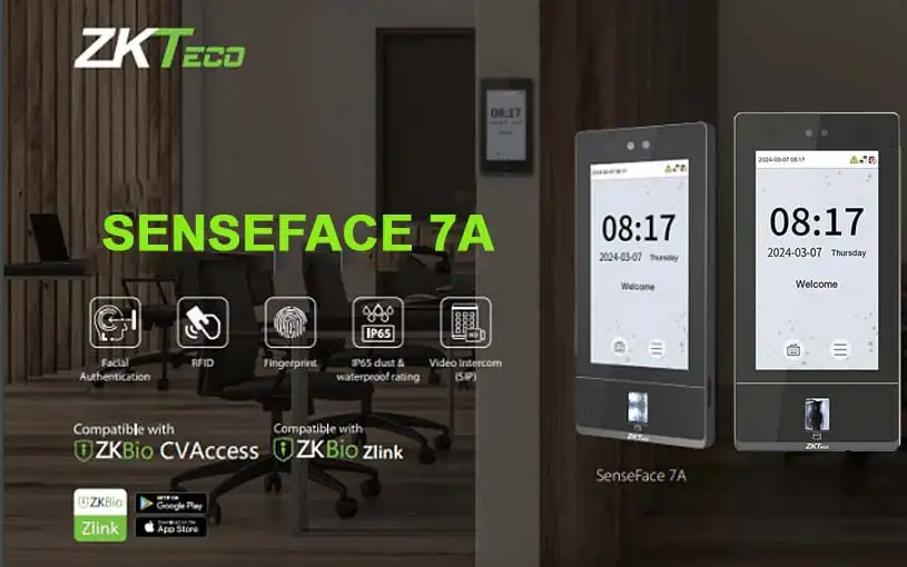 Máy chấm công khuôn mặt ZKTeco SenseFace 7A