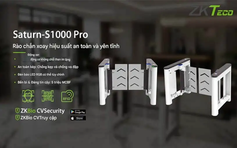 Cổng swing barrier ZKTeco Saturn-S1000 Pro